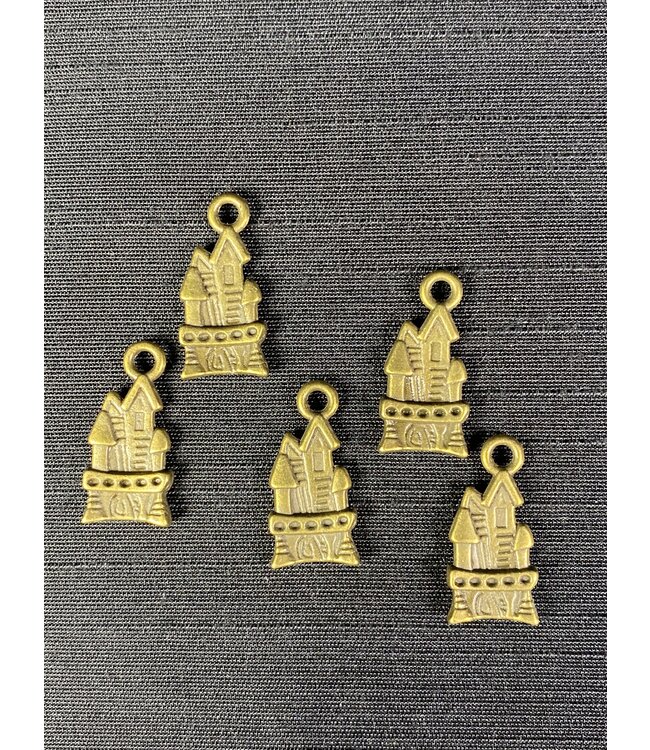 Castle Charm Antique Bronze 21mm x 10mm 5 Pack *disc.*