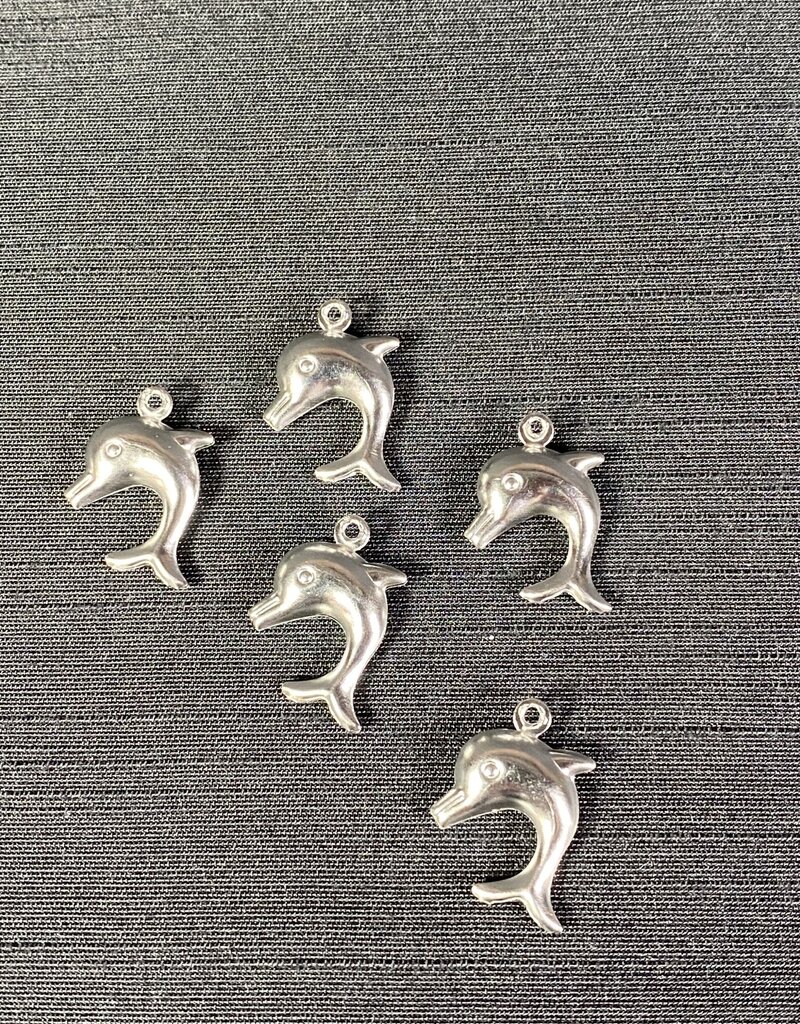 Dolphin Charm Stainless Steel 21mm x 16mm 5 Pack *disc.*
