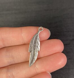 Feather Charm Antique Silver 34mm x 9mm 5 Pack *disc*