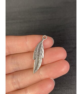 Feather Charm Antique Silver 34mm x 9mm 5 Pack *disc*