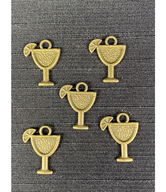 Martini Charm Antique Bronze 16.5mm x 13mm 5 Pack *disc.*