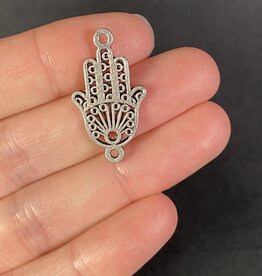 Hand of Hamsa/Fatima/Miriam Link Charm Silver Plated 27mm x 15.5mm 5 Pack