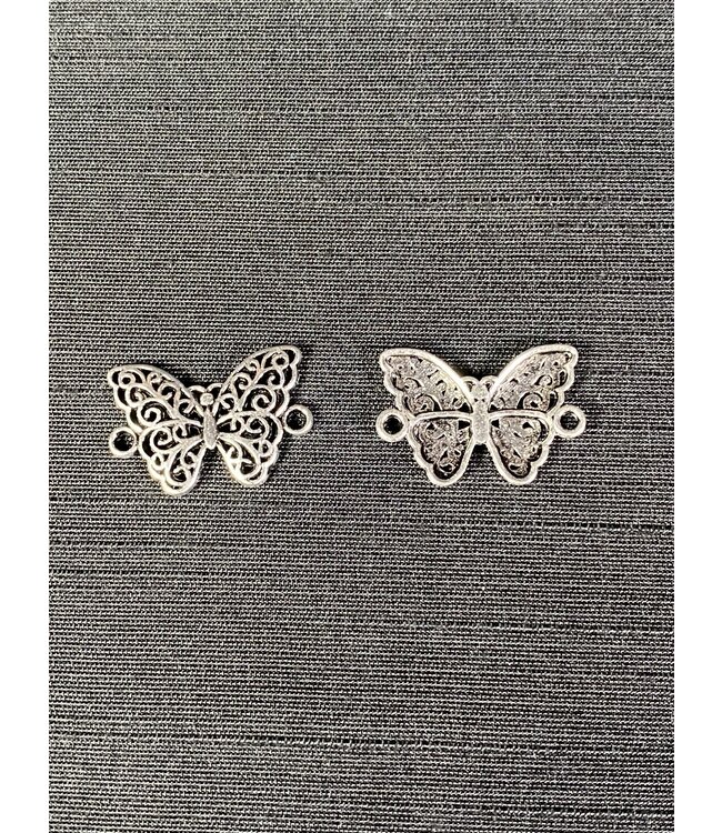 Butterfly Link Charm Antique Silver 14mm x 21mm 5 Pack *disc.*