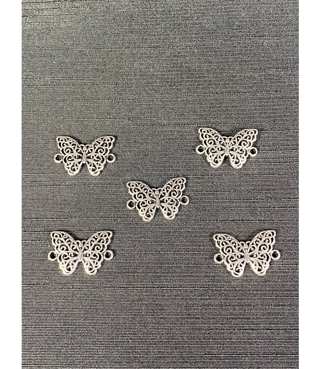 Butterfly Link Charm Antique Silver 14mm x 21mm 5 Pack *disc.*