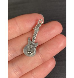 Guitar Charm Antique Silver 30mm x 10.5mm 5 Pack