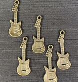 Guitar Charm Antique Bronze 30mm x 10.5mm 5 Pack *disc.*
