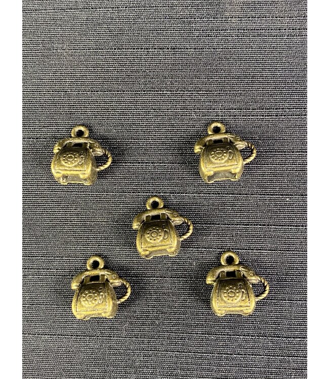Phone Charm Antique Bronze 14mm x 13mm 5 Pack *disc.*