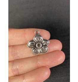 Flower Charm Antique Silver 24mm x 20mm 5 Pack