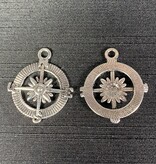 Compass Charm Antique Silver 29mm x 25mm 5 Pack *disc.*