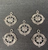 Compass Charm Antique Silver 29mm x 25mm 5 Pack *disc.*