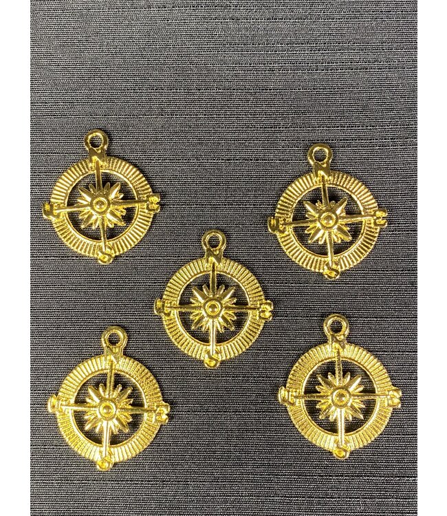 Compass Charm Golden 29mm x 25mm 5 Pack *disc.*