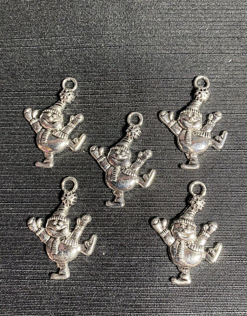 Snowman Charm #4 Antique Silver  29mm x 18mm 5 Pack *disc.*