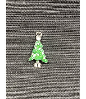 Christmas Tree Charm #2 Green Enamel 23mm x 13mm 5 Pack *disc.*