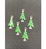 Christmas Tree Charm #2 Green Enamel 23mm x 13mm 5 Pack