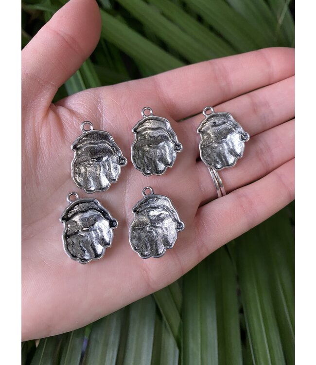 Santa Yeti Charm Antique Silver 24mm x 19mm 5 Pack *disc.*