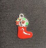 Stocking Charm #1 Red Enamel 23mm x 14mm 5 Pack *disc.*