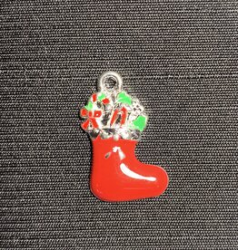 Stocking Charm #1 Red Enamel 23mm x 14mm 5 Pack *disc.*