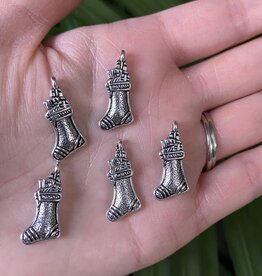 Christmas Stocking Charm #4 Antique Silver 22mm x 11mm 5 Pack *disc.*