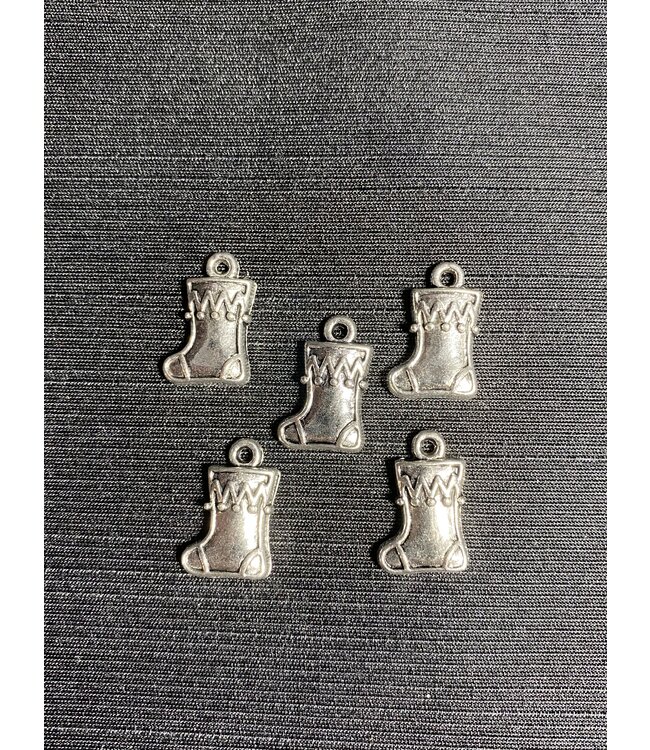 Christmas Stocking Charm #3 Antique Silver 17mm x 11mm 5 Pack *disc.*