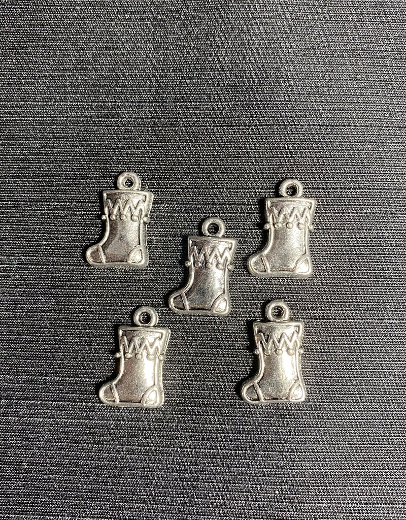 Christmas Stocking Charm #3 Antique Silver 17mm x 11mm 5 Pack *disc.*