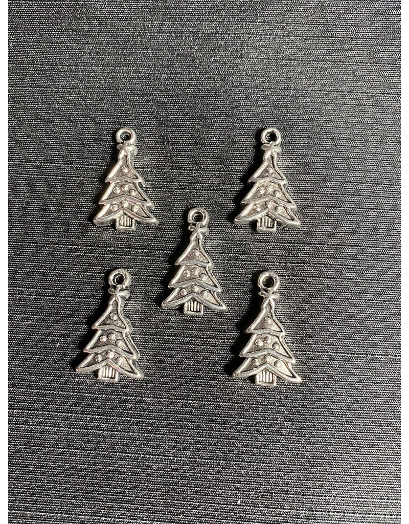 Christmas Tree Charm #3 Antique Silver 23mm x 14mm 5 Pack