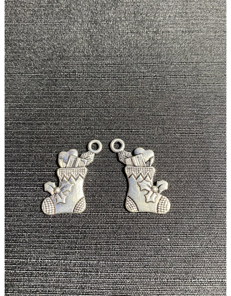 Christmas Stocking Charm #5 Antique Silver 22mm x 12mm 5 Pack