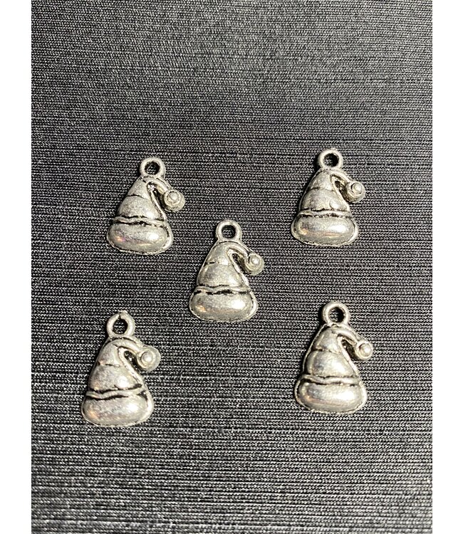 Santa Hat Charm #1 Antique Silver 16mm x 11mm 5 Pack *disc.*