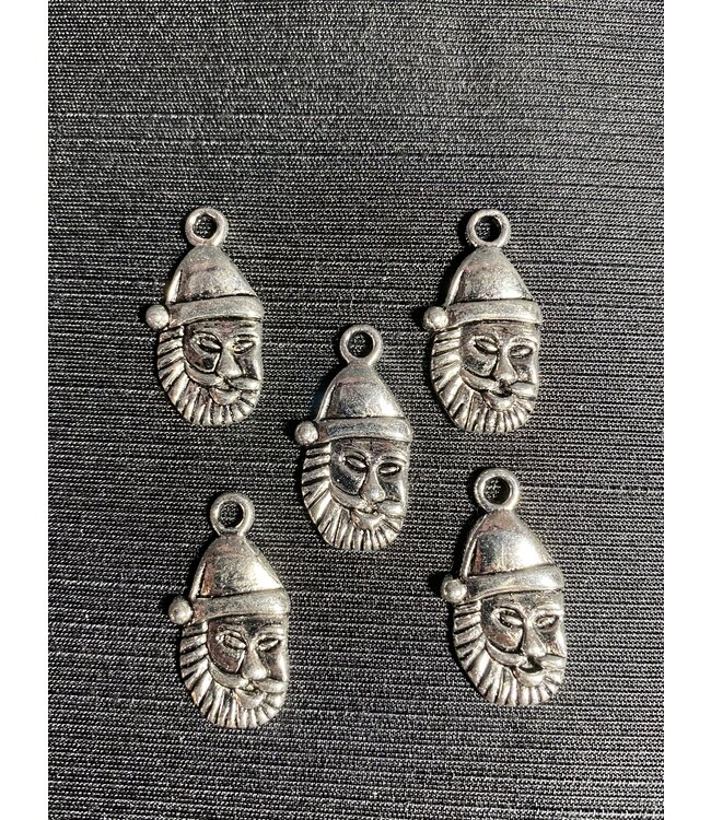 Santa Charm #3 Antique Silver 22mm x 10mm 5 Pack *disc.*