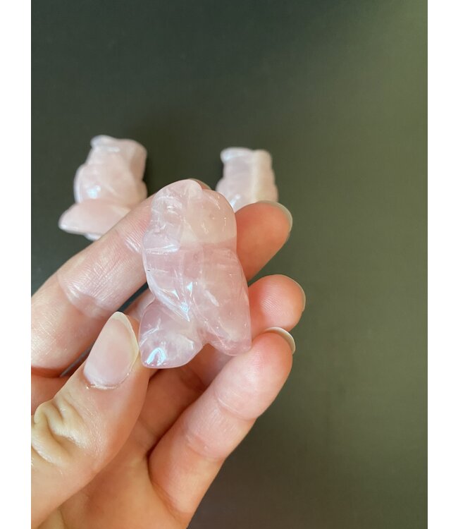 1" Mini Rose Quartz Owl Carving