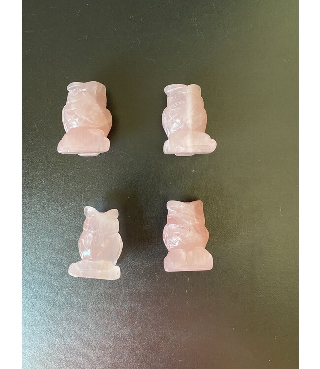 1" Mini Rose Quartz Owl Carving
