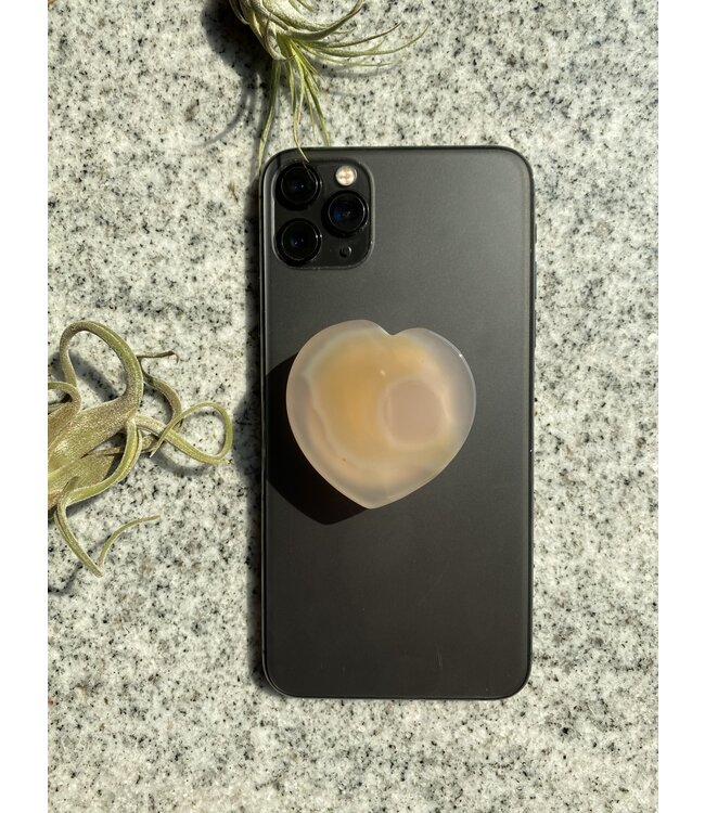 Grey Agate Heart Phone Grip