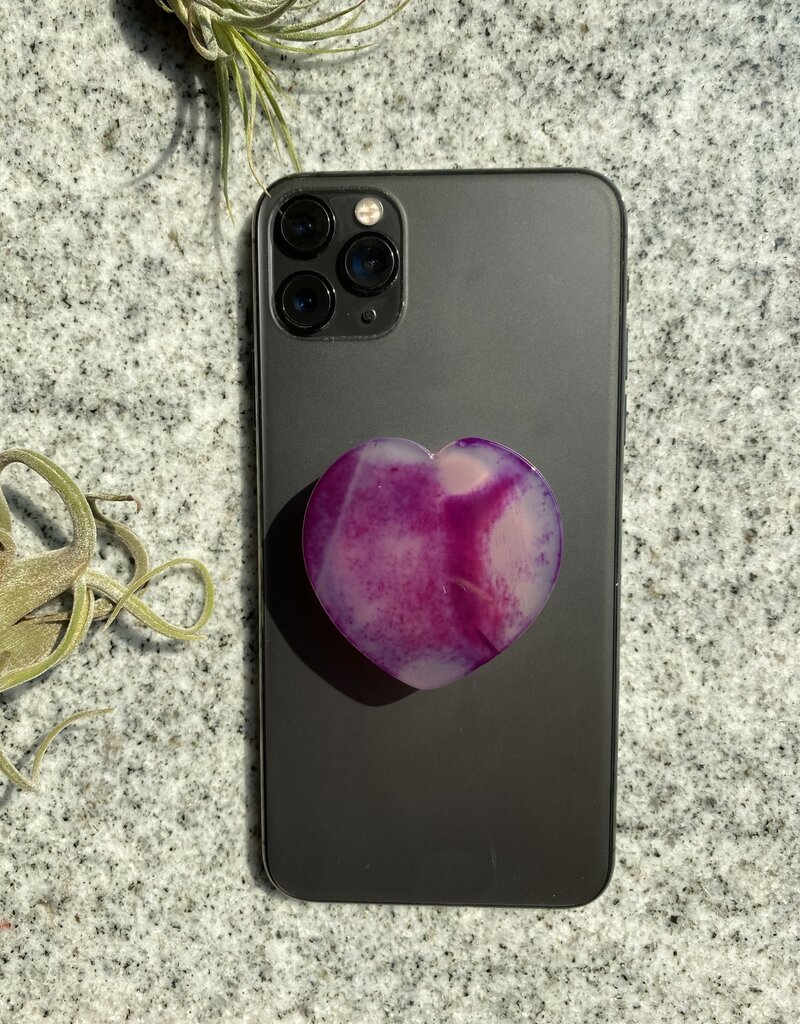 Purple Agate Heart Phone Grip