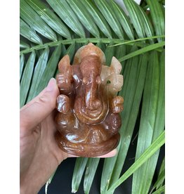 Strawberry Quartz Ganesha Carving #1, 492gr