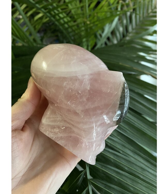 Rose Quartz Alien With Labradorite Eyes, 90mm x 77mm x 104mm