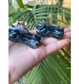Small Moss Agate Dragon Head Carving