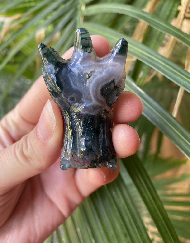 Small Moss Agate Dragon Head Carving *disc.*