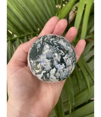 Moss Agate Sphere, 65-69mm