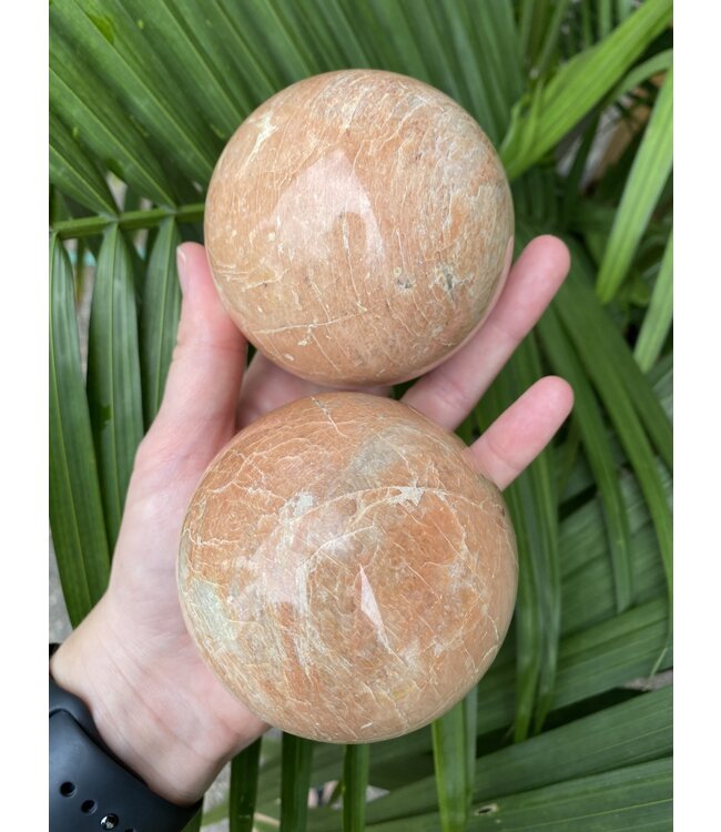 Peach Moonstone Sphere, 75-79mm