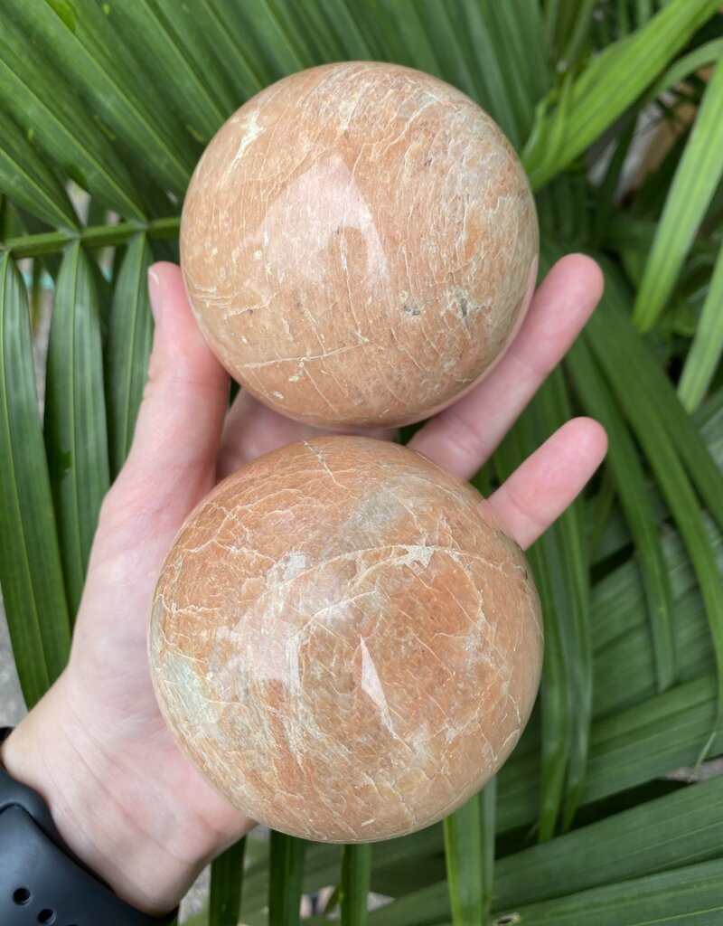 Peach Moonstone Sphere, 75-79mm