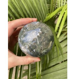 Moss Agate Sphere, 80-84mm