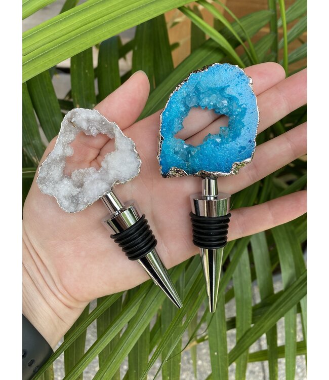 Geode Wine Bottle Toppers Silver Plated