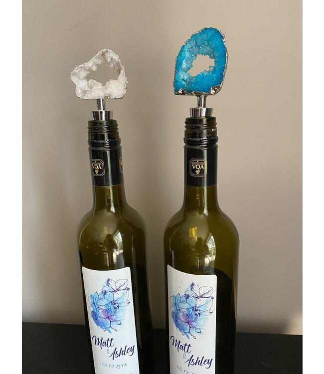 Geode Wine Bottle Toppers Silver Plated