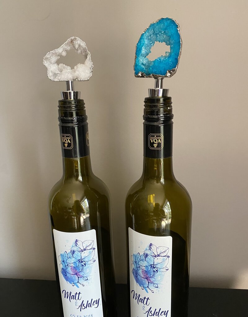 Geode Wine Bottle Toppers Silver Plated
