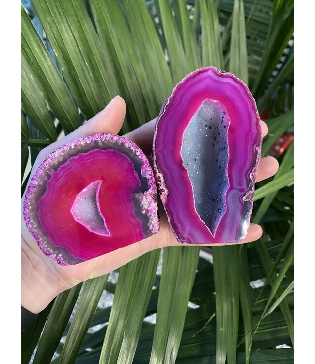 Pink Agate Geode Cut Base Size 3 [200-299gr]