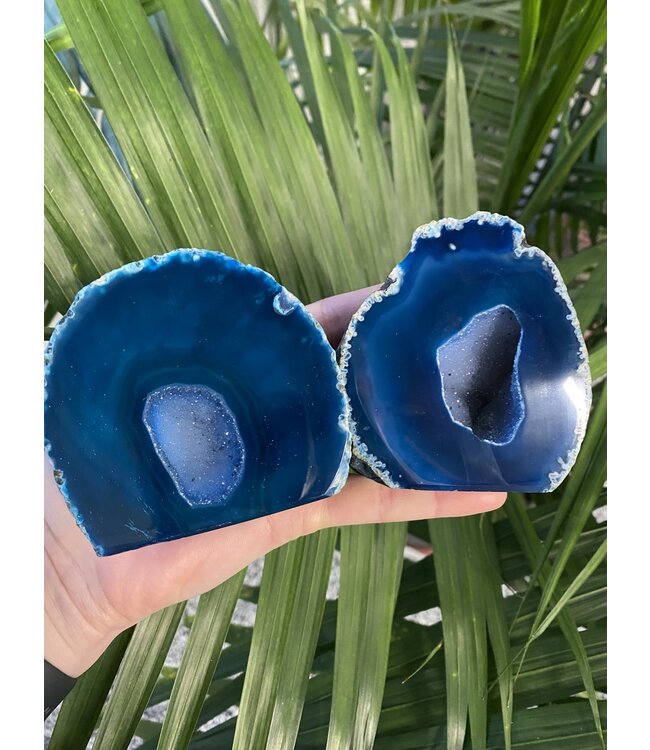 Teal Agate Geode Cut Base Size 4 [300-399gr]