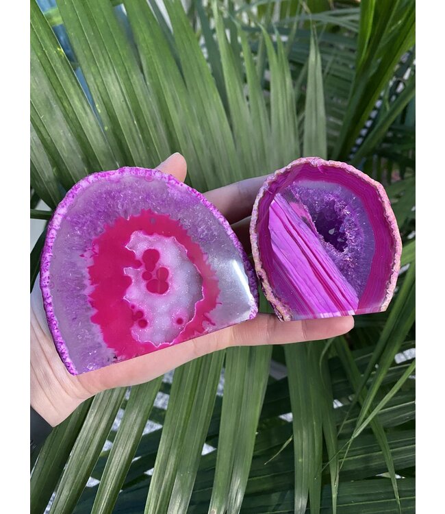 Pink Agate Geode Cut Base Size 4 [300-399gr]