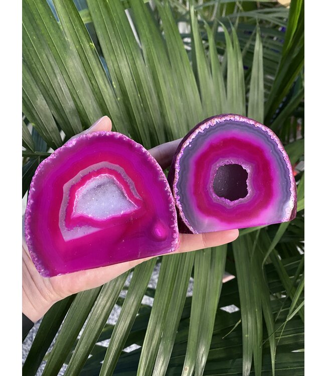Pink Agate Geode Cut Base Size 5 [400-499gr]