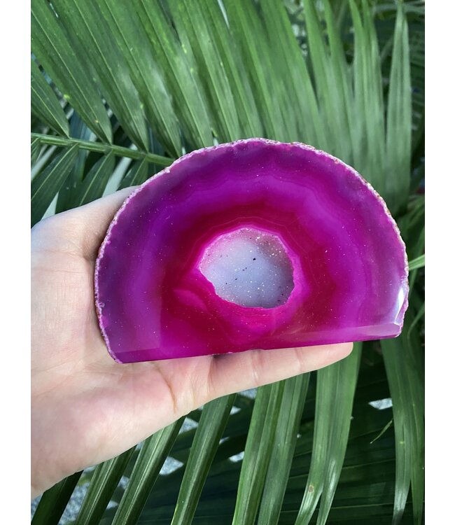 Pink Agate Geode Cut Base Size 6 [500-599gr]
