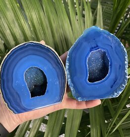 Blue Agate Geode Cut Base Size 7 [600-699gr]