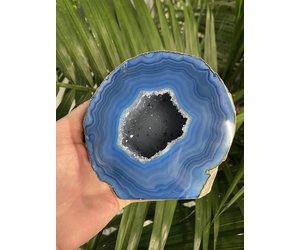Large Blue Agate Slice: Approx 10.5 Long, Quartz Crystal Geode Stone –  TheHollowGeode